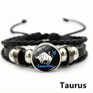 Tarus Zodiac Horoscope Bracelet Handwoven Wax Rope and Leather‎ Unisex